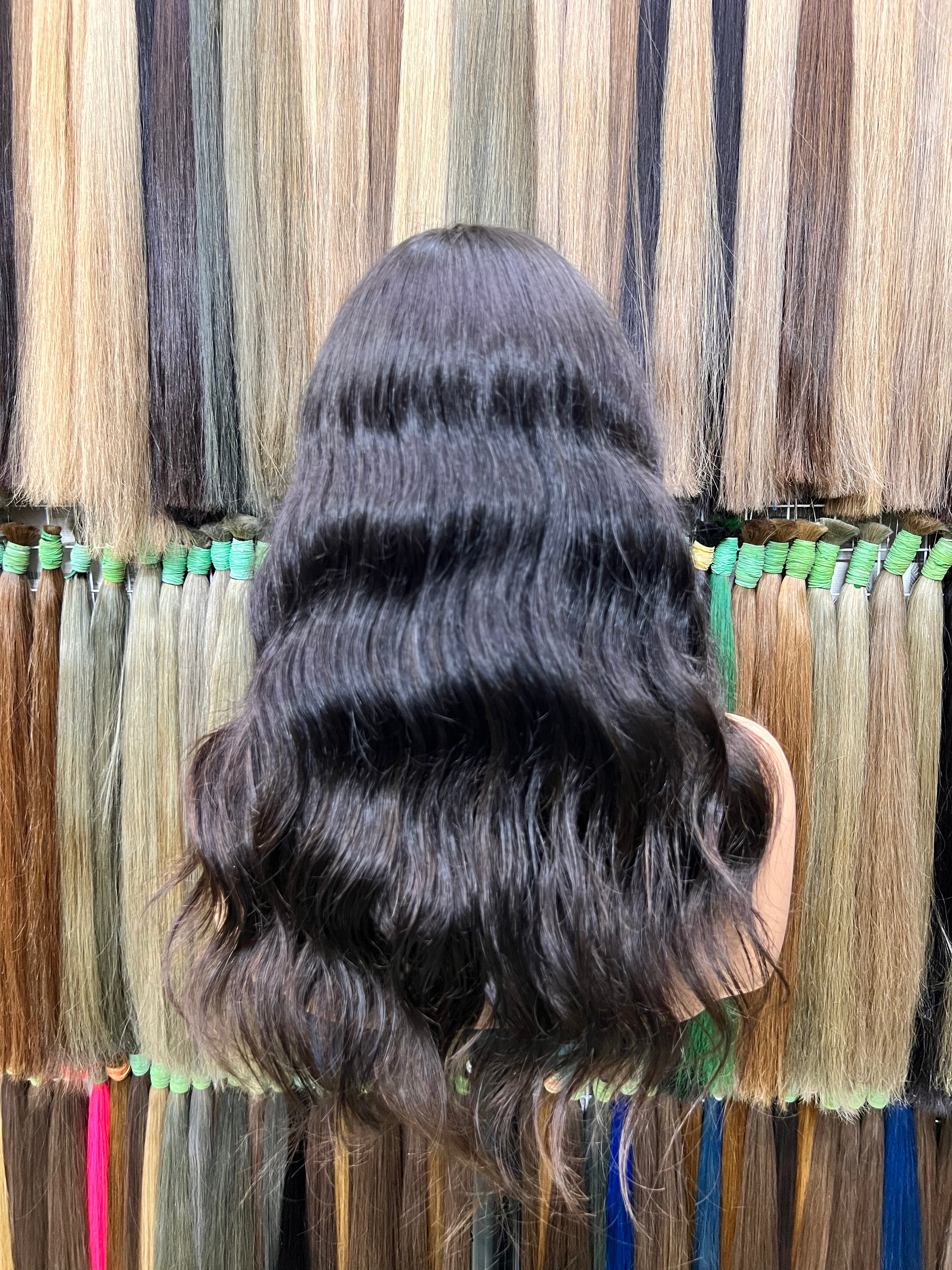 Wig Cambodian Raw Hair Wavy-B Natural Black#111111